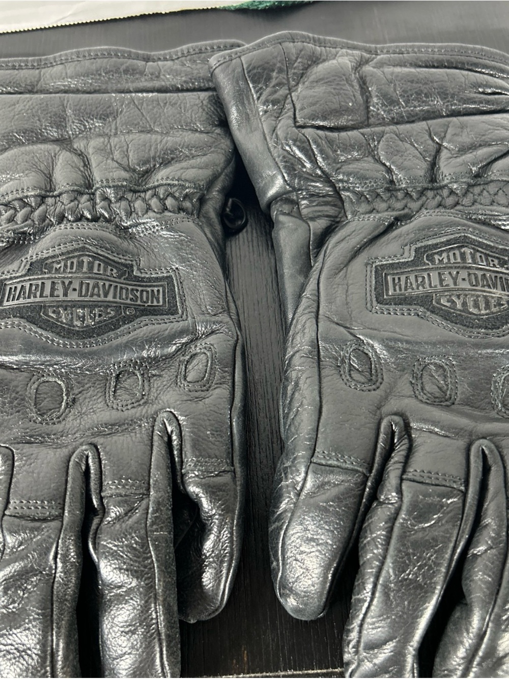 Harley-Davidson Men's Black Leather Riding Gloves size medium